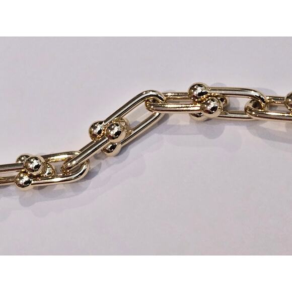 Eklexic Margaux Recycled Brass & 14K Gold Plated U Link Chain 16" Necklace - Picture 7 of 7